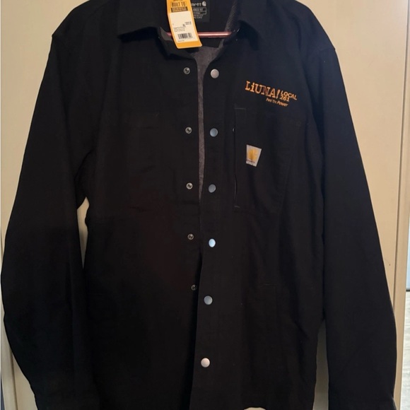 NWT Carhartt Rugged Flex Relaxed Fit Canvas *LIuna* Jacket Blk Sz Lrg Flannel